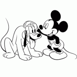 Dibujo para colorear Mickey y Plutó