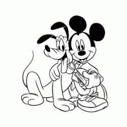 Dibujo para colorear Plutó y Mickey