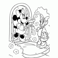 Dibujo para colorear Minnie y Pata Daisy