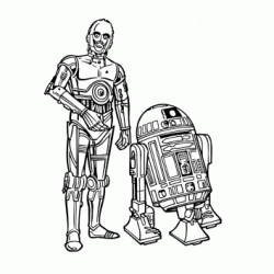 Dibujo para colorear C3PO y R2D2