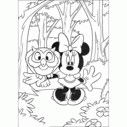 Dibujo para colorear Minnie en el bosque