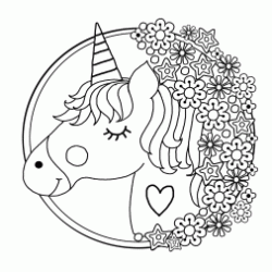 Dibujo para colorear Mandala Unicornio