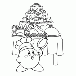 Dibujo para colorear Kirby cocinero