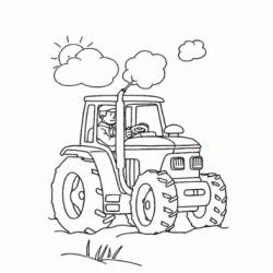 Dibujo para colorear Tractor en los campos