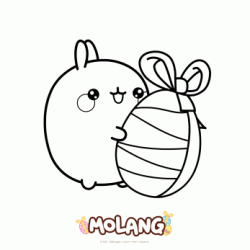 Dibujo para colorear Molang y su huevo de Pascua