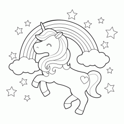 Dibujo para colorear Unicornio y arcoiris