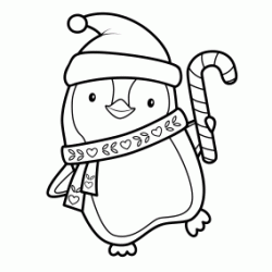 Dibujo para colorear Pinguino de navidad
