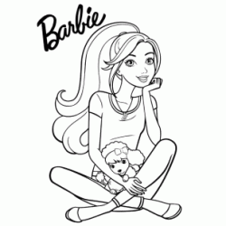 Dibujo para colorear Barbie y su perro