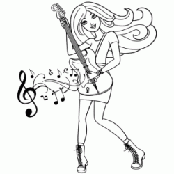 Dibujo para colorear Barbie guitarrista