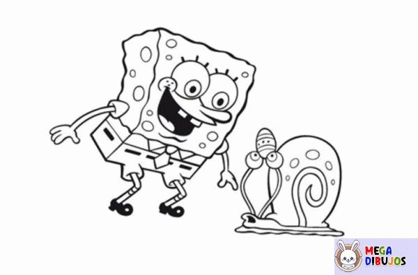 Dibujo para colorear Bob Esponja y Gary el Caracol