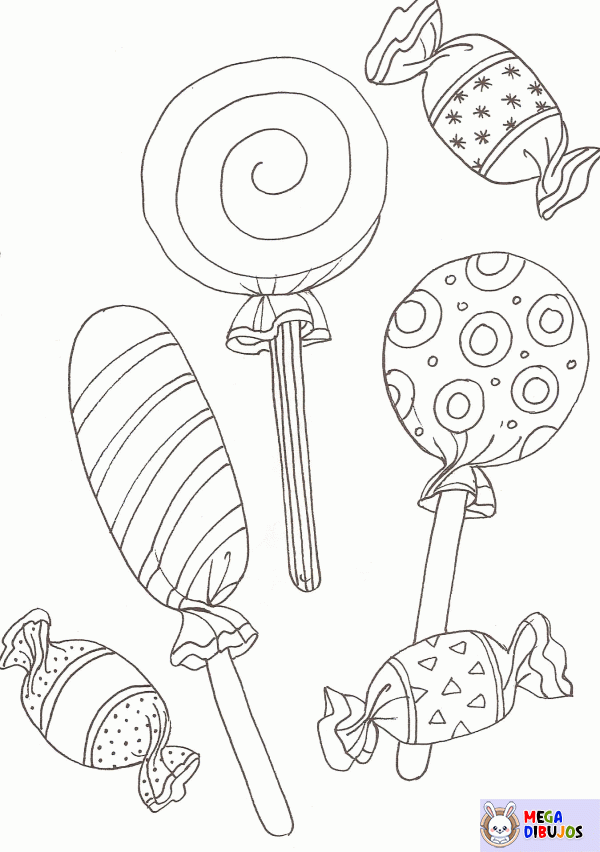 Dibujo para colorear Piruletas decoradas