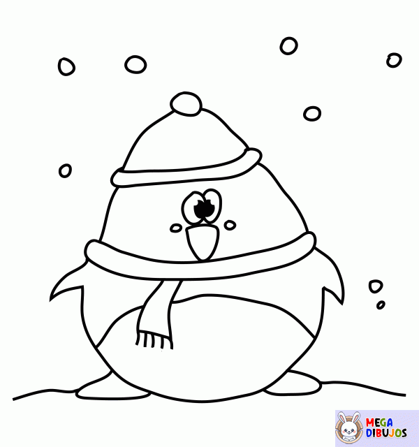 Dibujo para colorear Pinguino bajo la nieve