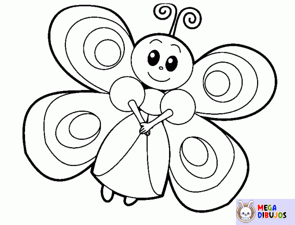 Dibujo para colorear Señorita mariposa