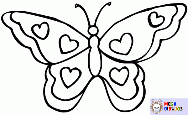 Dibujo para colorear Corazones de mariposa