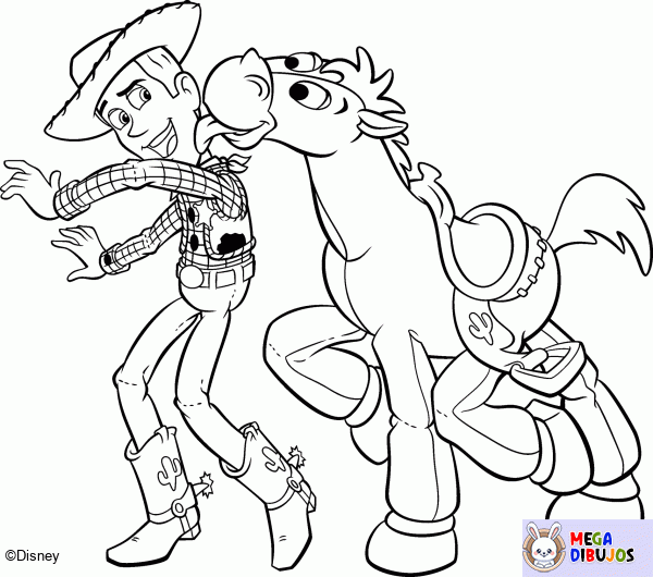 Dibujo para colorear Woody y Tiro al Blanco