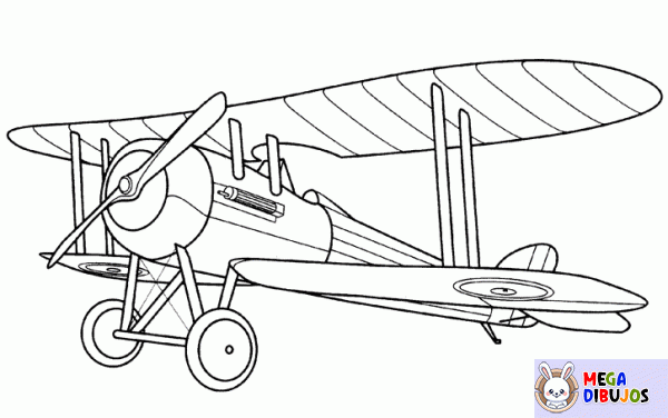 Dibujo para colorear Avión biplano