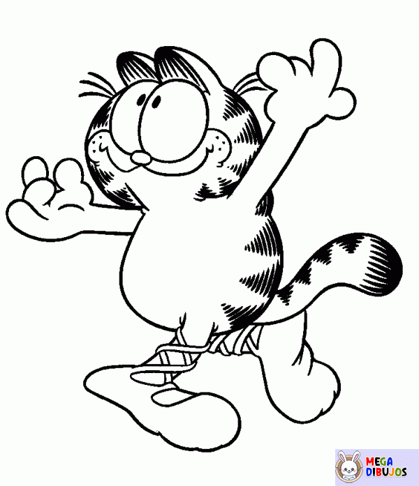 Dibujo para colorear Garfield esta bailando