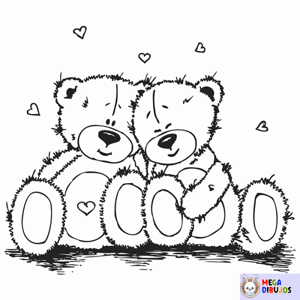 Dibujo para colorear Oso de peluche enamorado