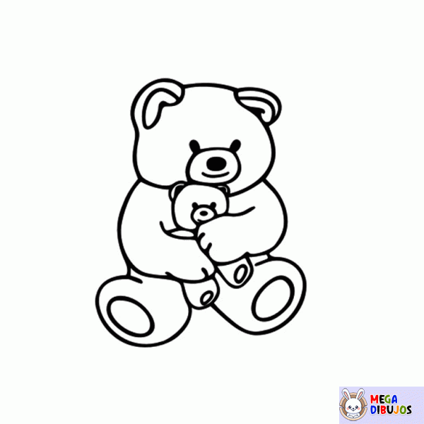 Dibujo para colorear Pequeño oso de peluche con su edredón