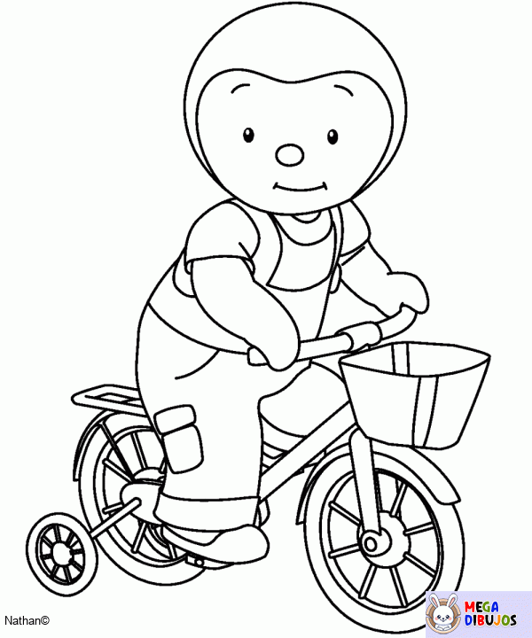 Dibujo para colorear Tchoupi anda en bicicleta