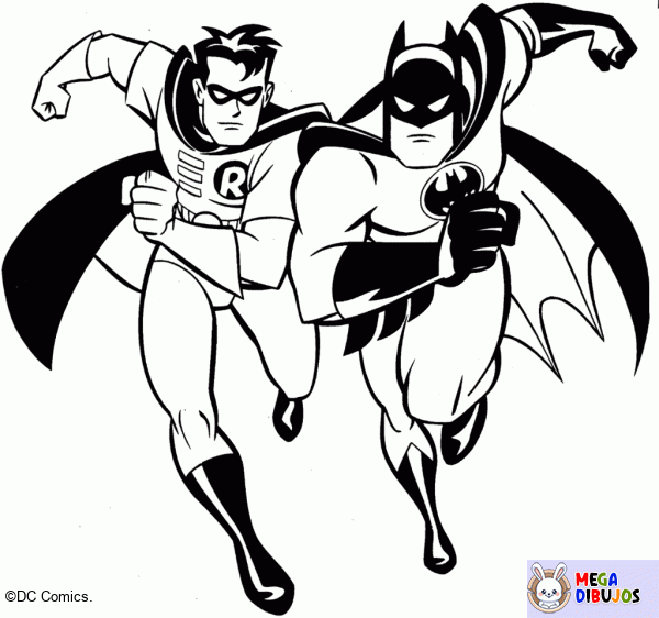 Dibujo para colorear Batman y robin