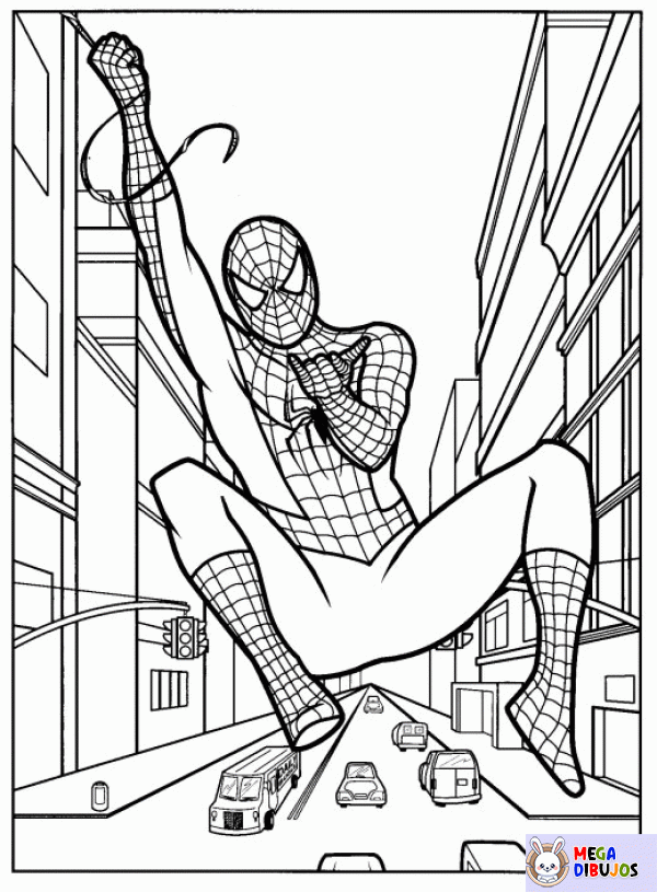 Dibujo para colorear Spiderman al rescate