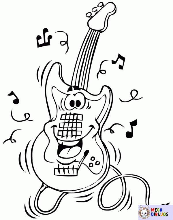 Dibujo para colorear Guitarra animada