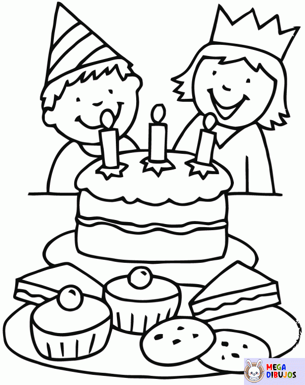 Dibujo para colorear Merienda de cumpleaños