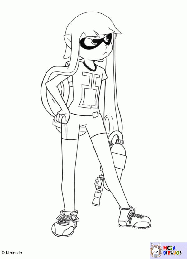 Dibujo para colorear Splatoon - ¡Listo para atacar!