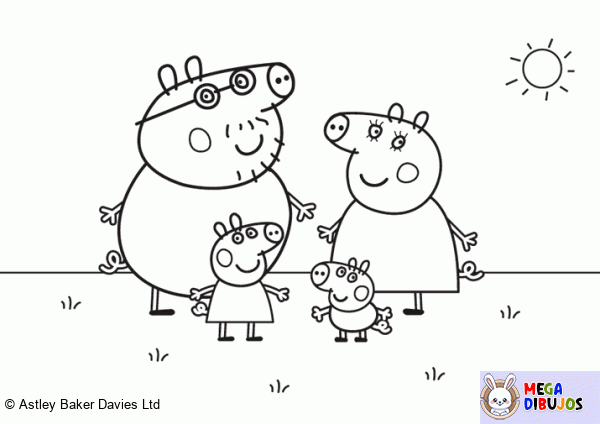 Dibujo para colorear Peppa Pig y su familia