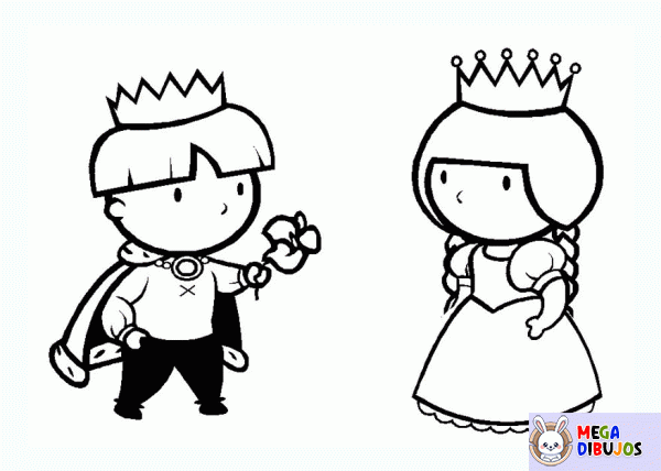 Dibujo para colorear Principe y Princesa