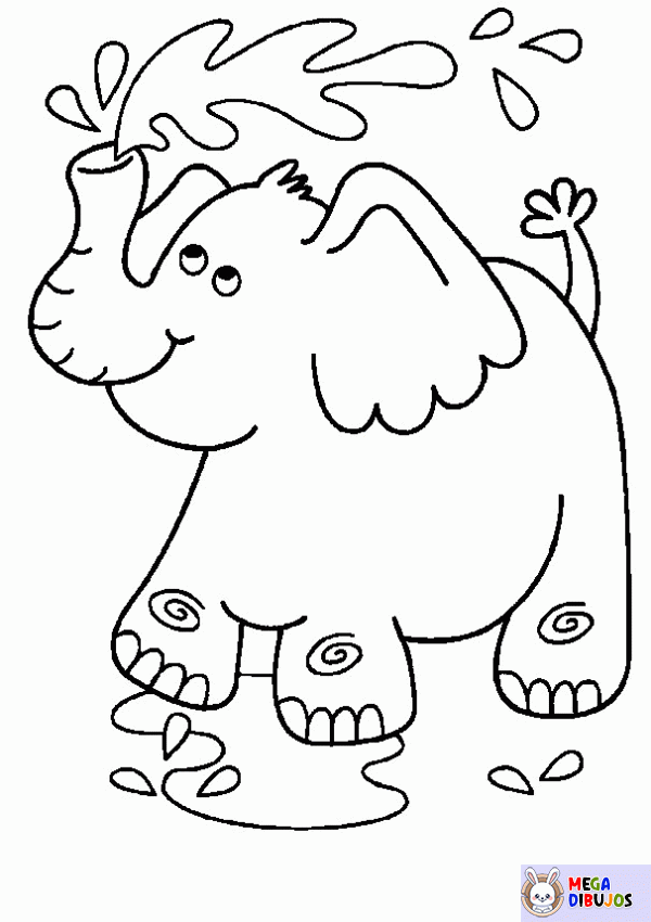 Dibujo para colorear Elefante envía agua