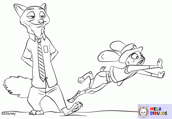 Dibujo para colorear Nick Wilde y Judy Hopps