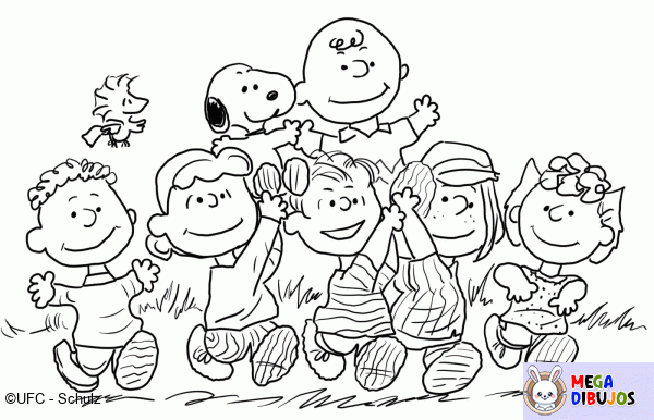 Dibujo para colorear Snoopy y los cacahuetes