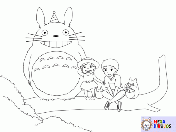 Dibujo para colorear Totoro y sus amigos