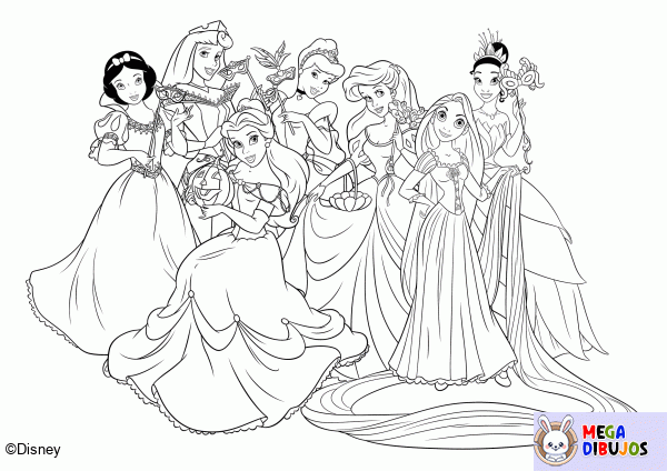 Dibujo para colorear Princesas disney