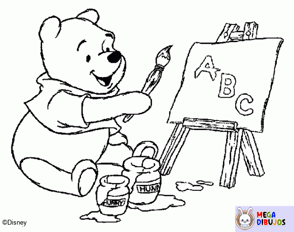 Dibujo para colorear Winnie the Pooh, pintor