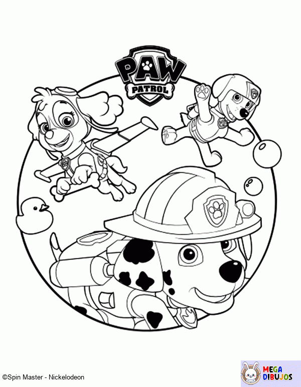 Dibujo para colorear ¡La Patrulla Canina lista para la acción!