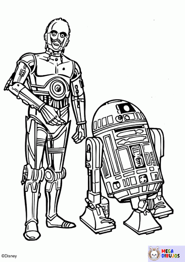 Dibujo para colorear C3PO y R2D2