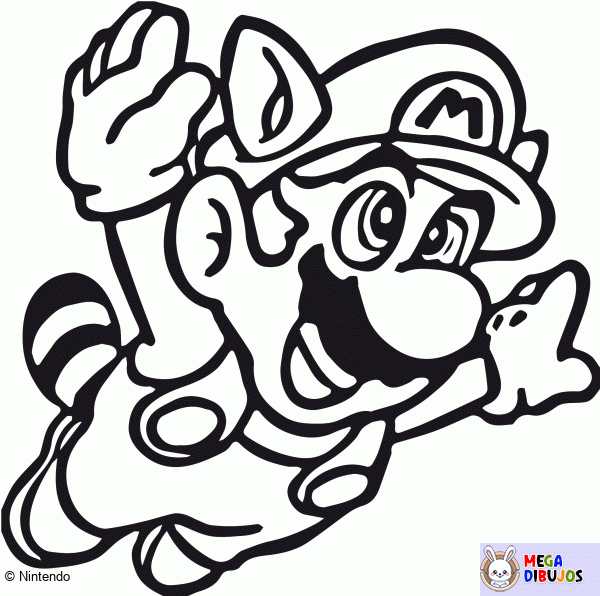 Dibujo para colorear Mario mapache