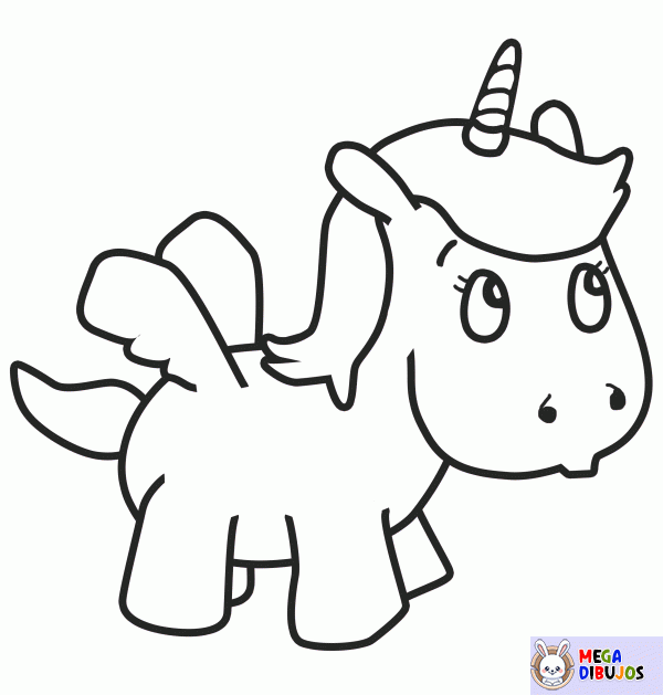 Dibujo para colorear Pequeño unicornio