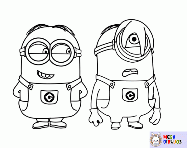 Dibujo para colorear Minions con una estrella de mar