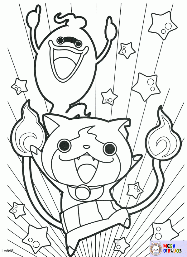 Dibujo para colorear Susurro y Jibanyan