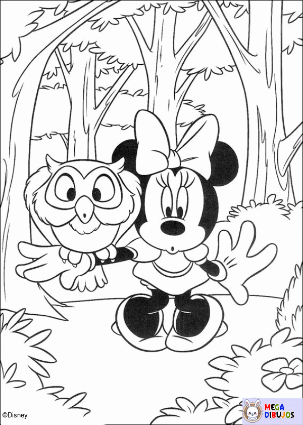 Dibujo para colorear Minnie en el bosque