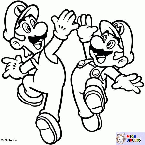 Dibujo para colorear Mario y Luigi