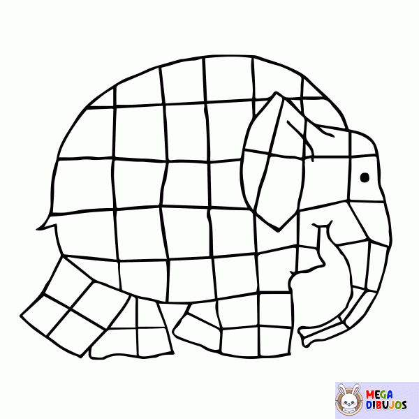 Dibujo para colorear Elmer, el elefante multicolor