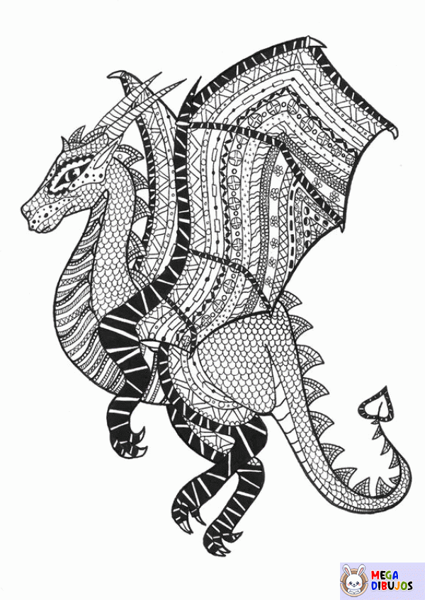 Dibujo para colorear Dragón garabato mandala