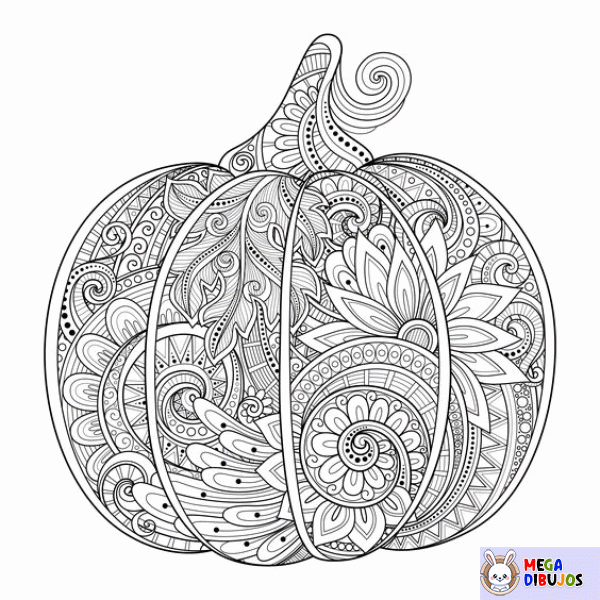 Dibujo para colorear Garabato de calabaza - Mandala