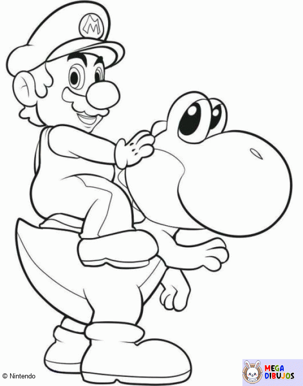 Dibujo para colorear Mario y yoshi