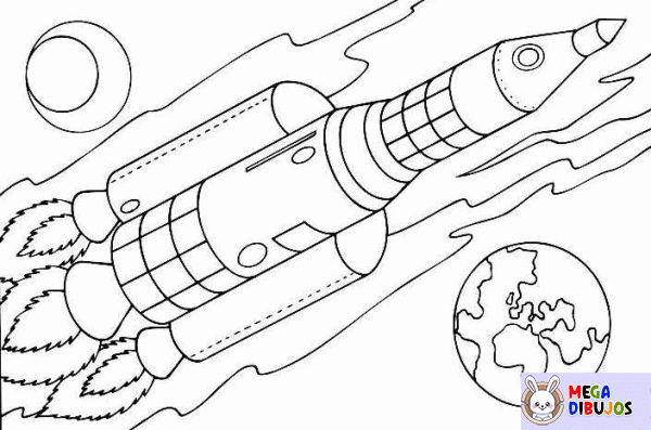 Dibujo para colorear Cohete con tierra